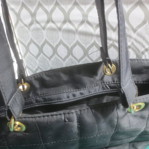 Jones New York Quilted Pattern Black Nylon Top Handle Purse. - Picture 4 of 10